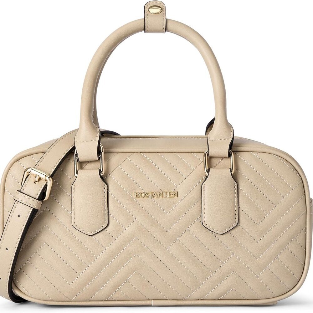 Vegan Leather Satchel Bag Quilted Crossbody Purses for Women Small Tote Bag